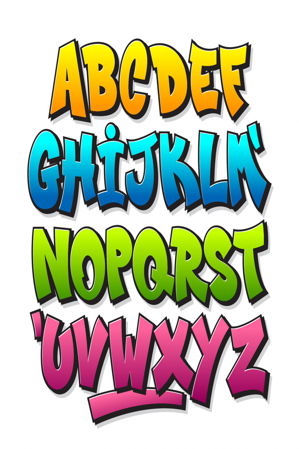 Alphabet Graffiti Font  Vector Art at Vecteezy