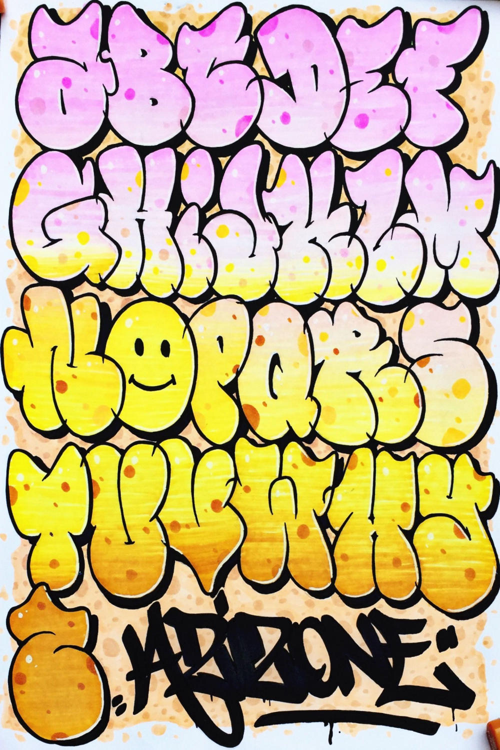 Alphabet throw up by Aizoner  Letras de graffiti abecedario