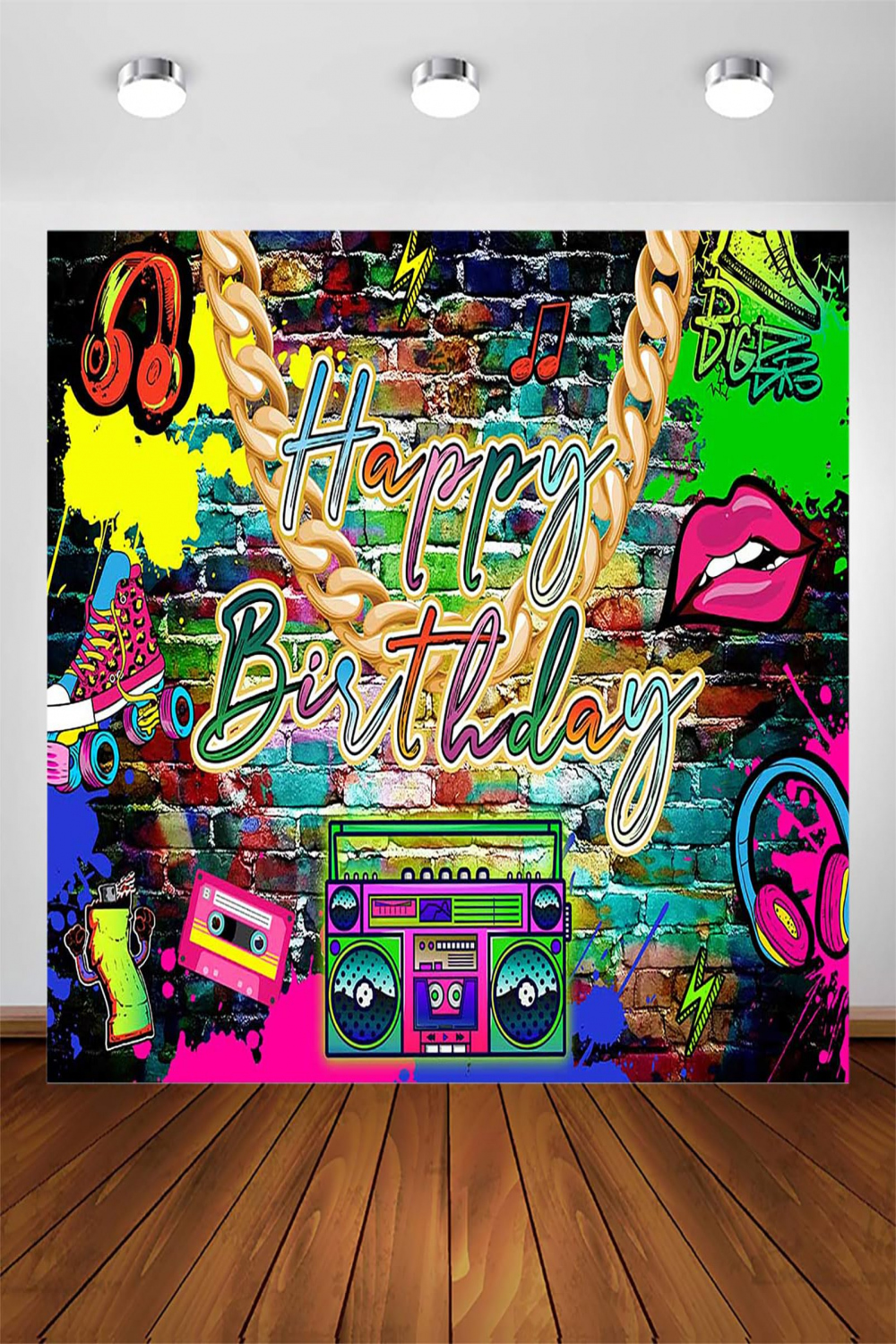 Avezano Hip Hop Birthday Party Backdrop Retro Graffiti Wall Backdrops for  Birthday Party Decoration Old School Rap Music Parties Photoshoot Backdrops