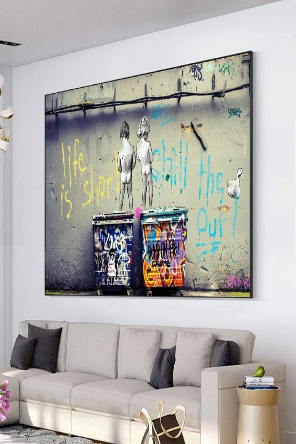 Banksy Graffiti Art Canvas Painting Life Is Short Chill The Duck Out Street  Art Wall Art Wall Art for Living Room Home Decor xcm(xinch) Inner