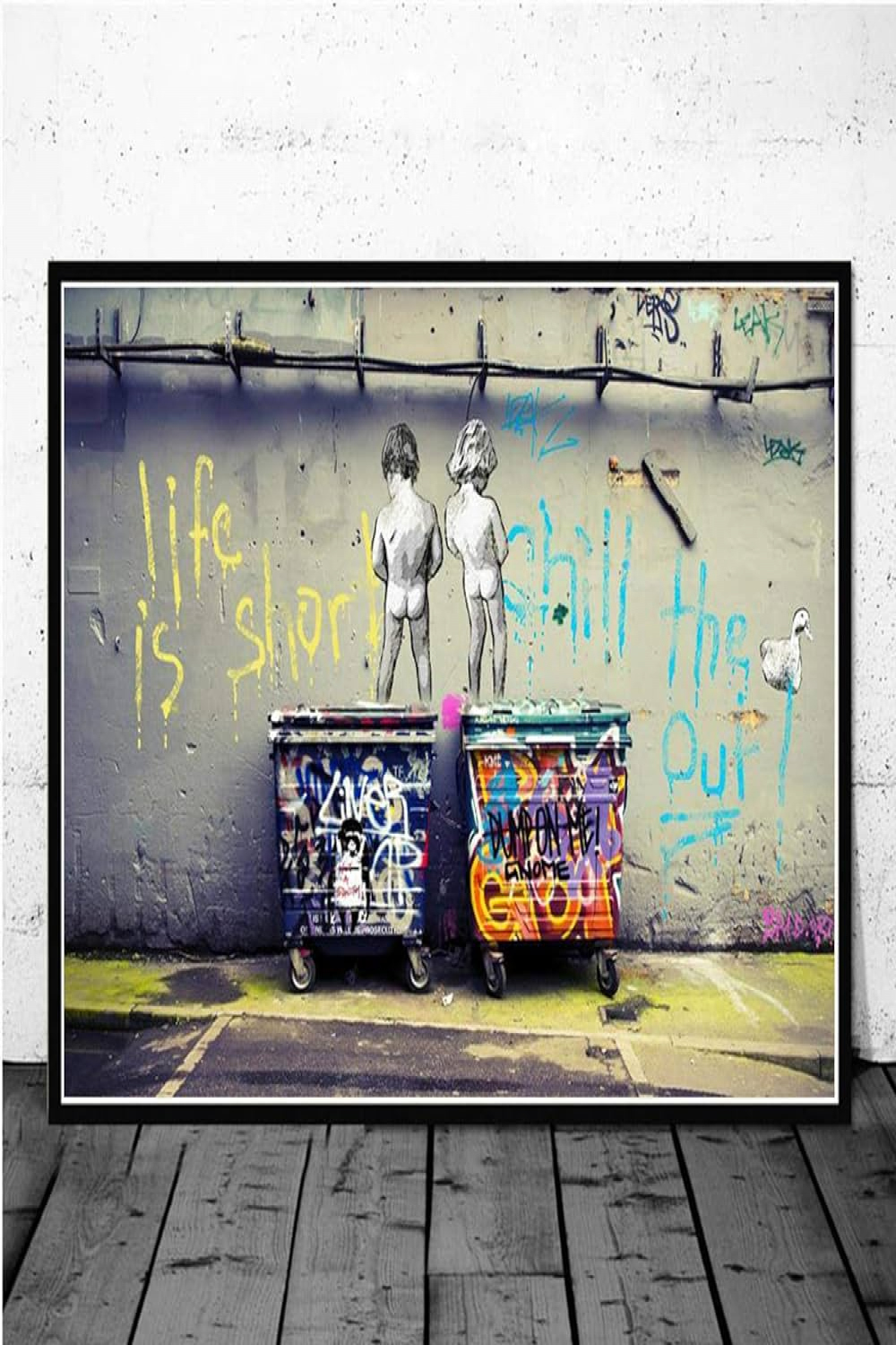 Banksy Street Art Quotes Life is Short Chill The Duck Out Poster Prints  Graffiti Canvas Painting Wall Pictures Home Decor  x  cm ( x   inches)