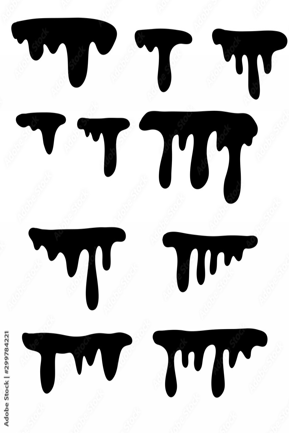 Black melt drips or liquid paint drops