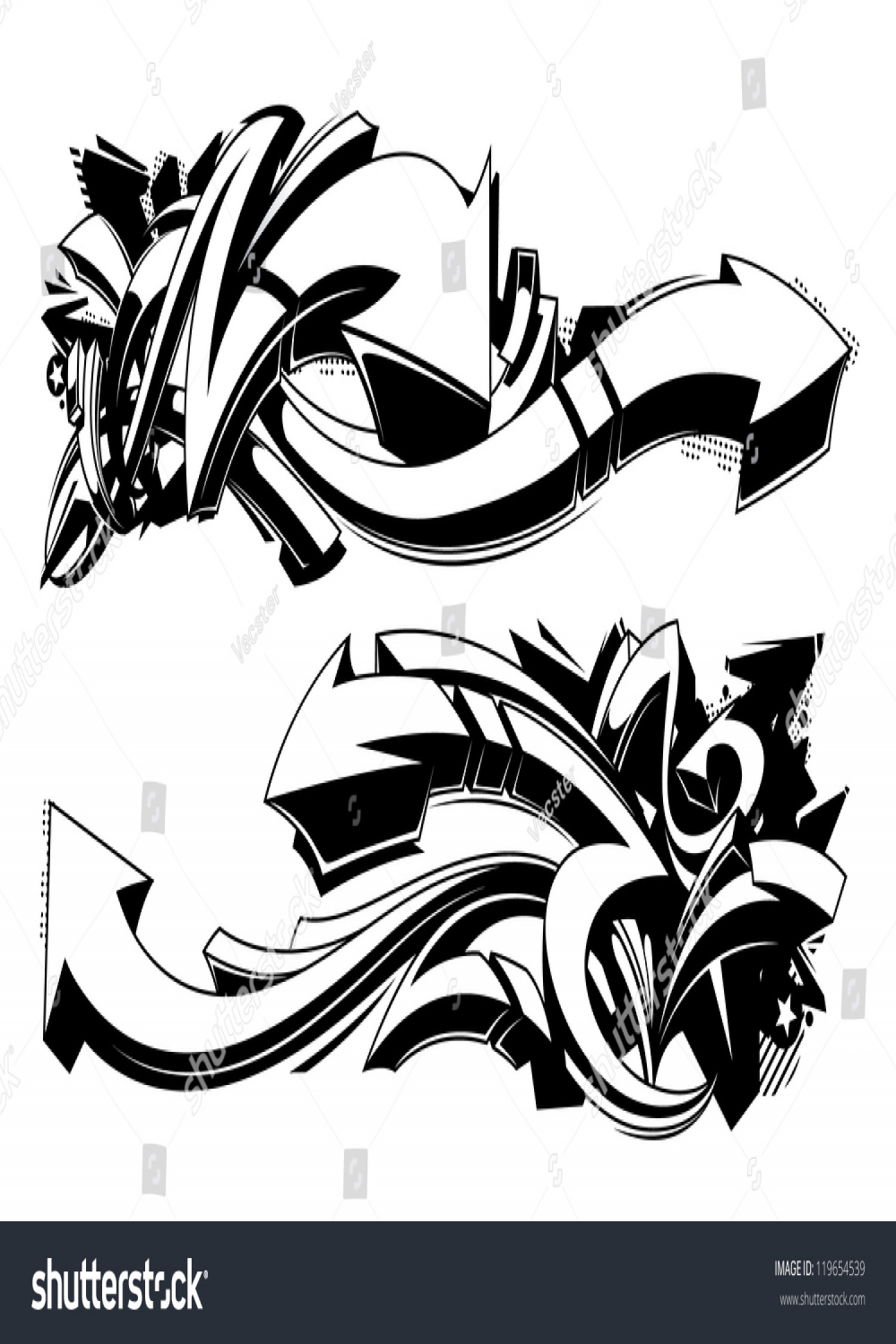 Black White Graffiti Backgrounds Horizontal Graffiti Stock Vector