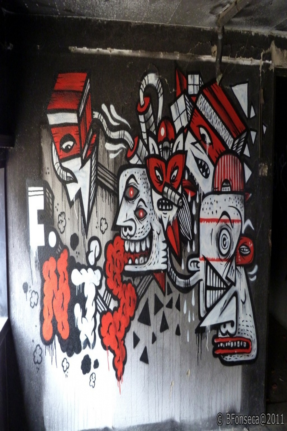 Black White Red Graffiti - Street Art  C