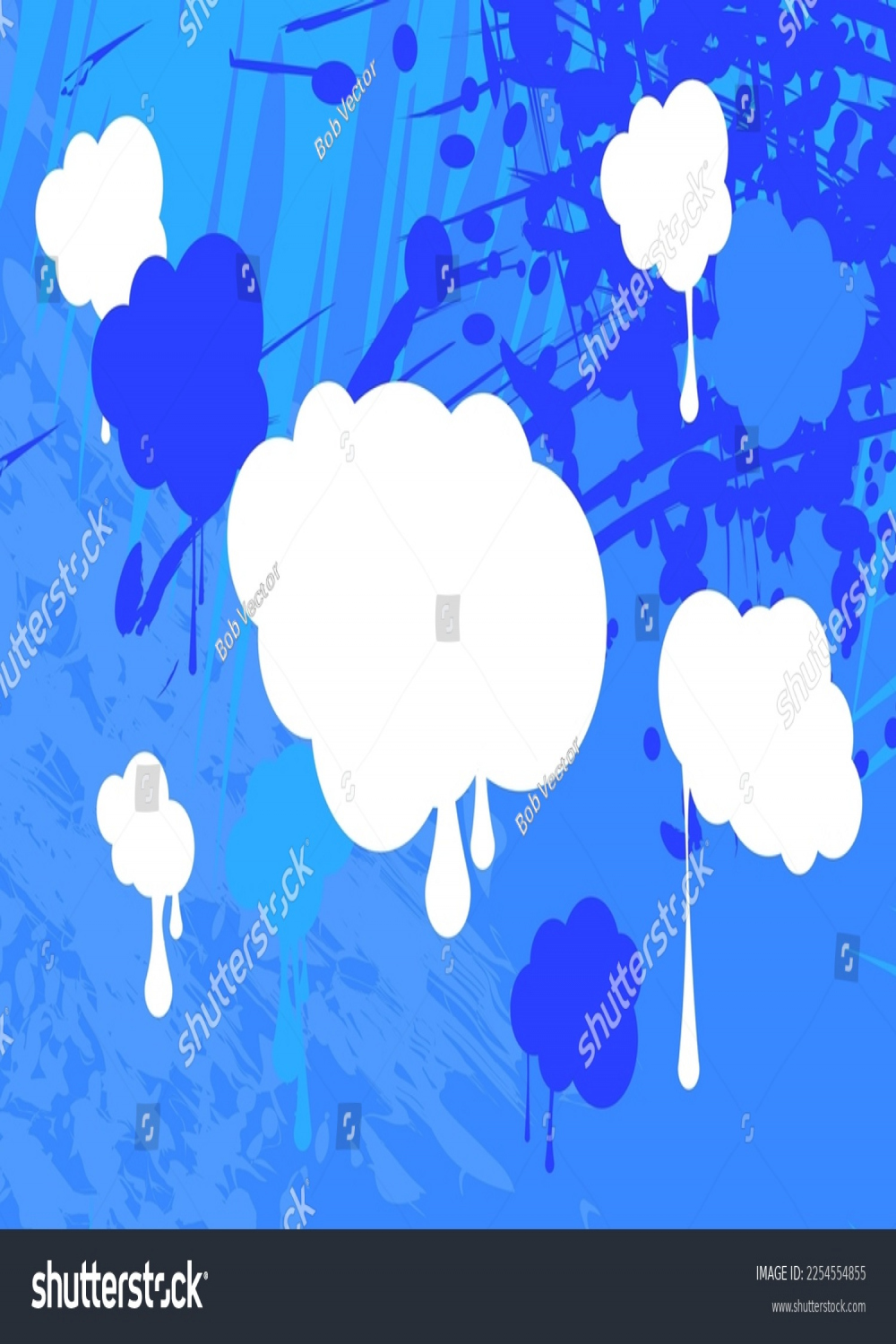 Blue White Cloud Background Graffiti Abstract Stock Vector