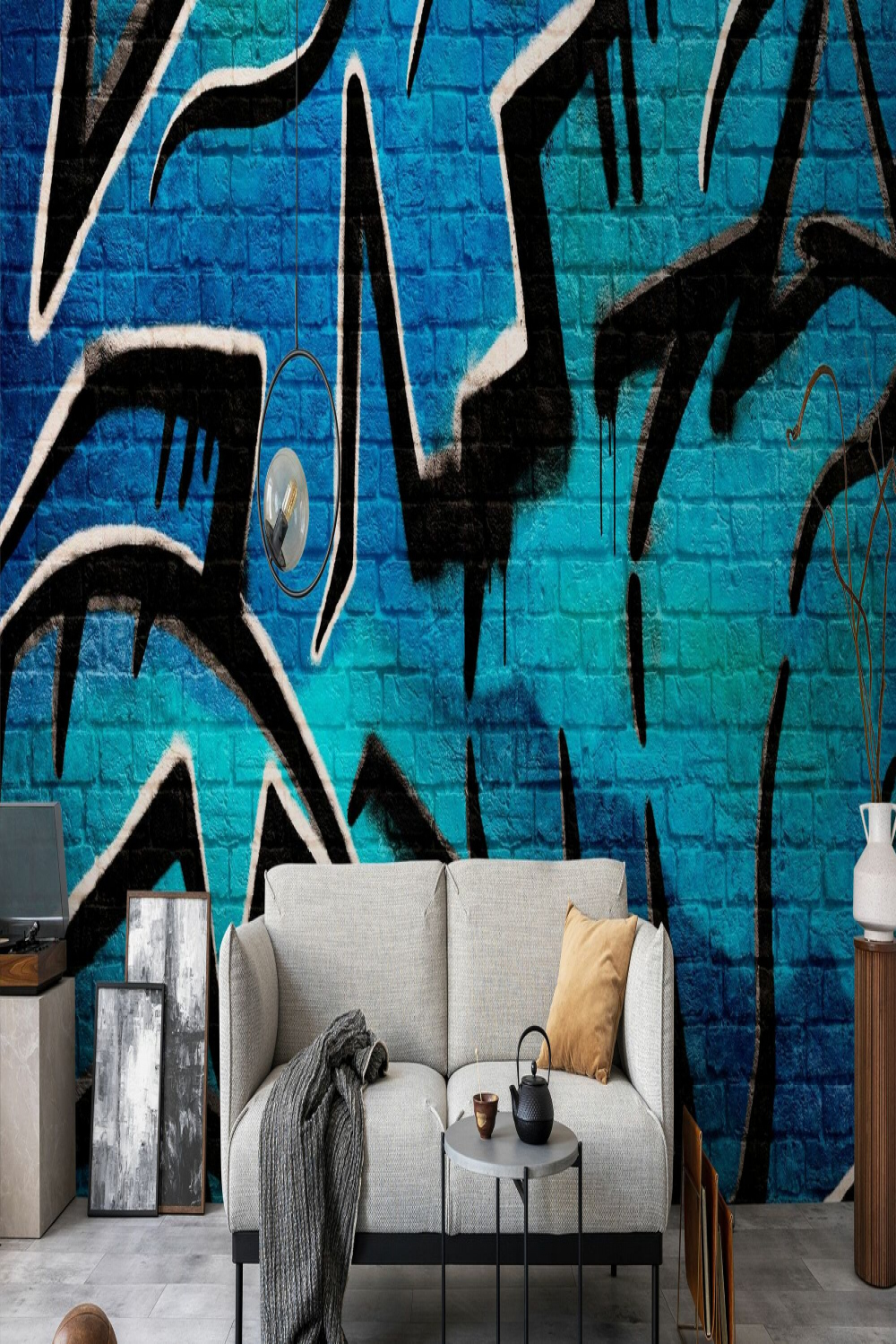 Brick Wall Graffiti - Blue