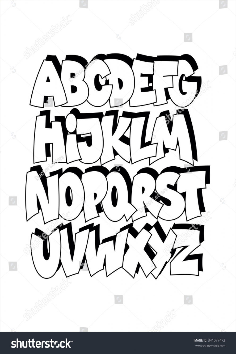 Cartoon Comic Graffiti Font Alphabet Vector: Stock-Vektorgrafik