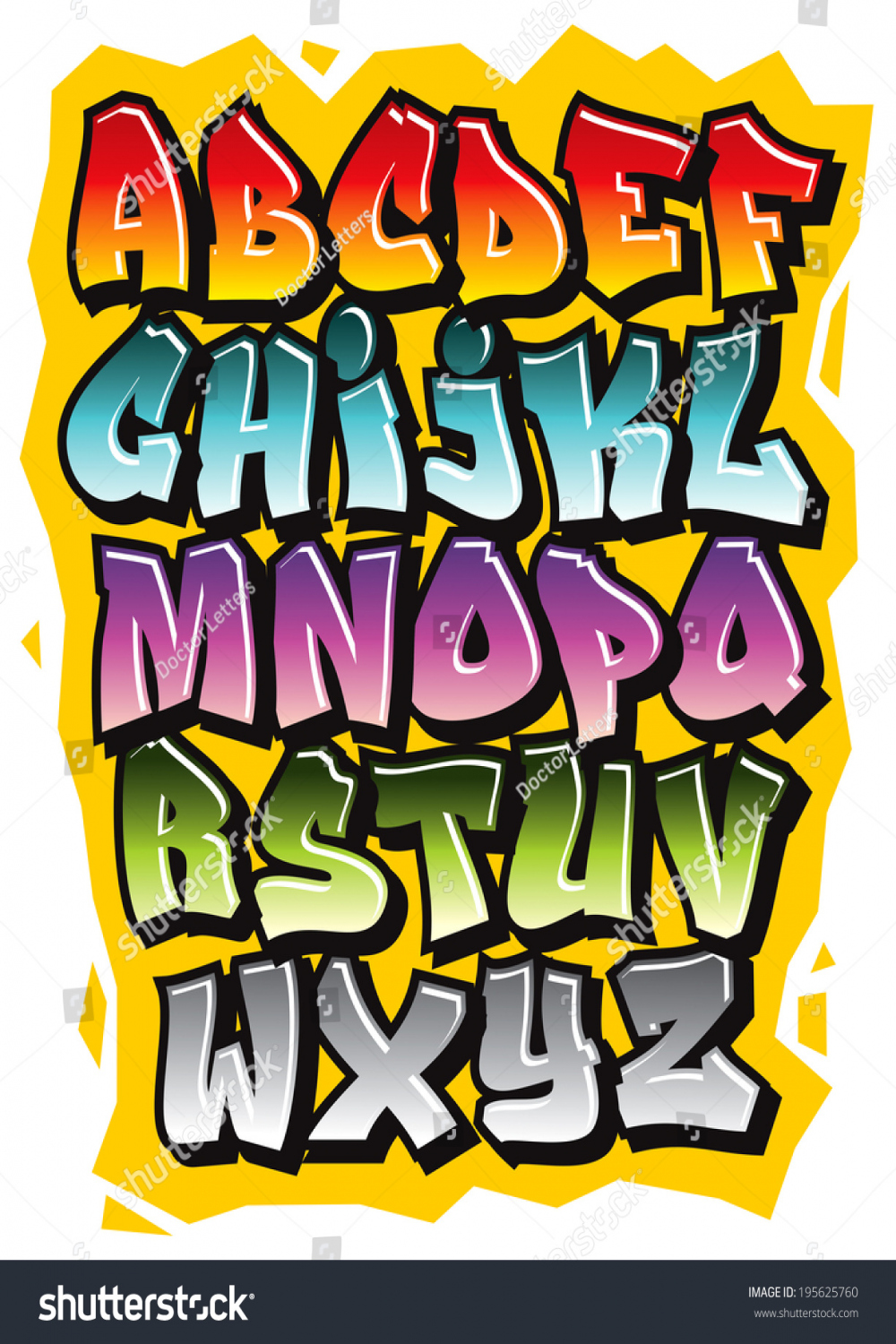 Cartoon Graffiti Comic doodle Schriftart Alphabet