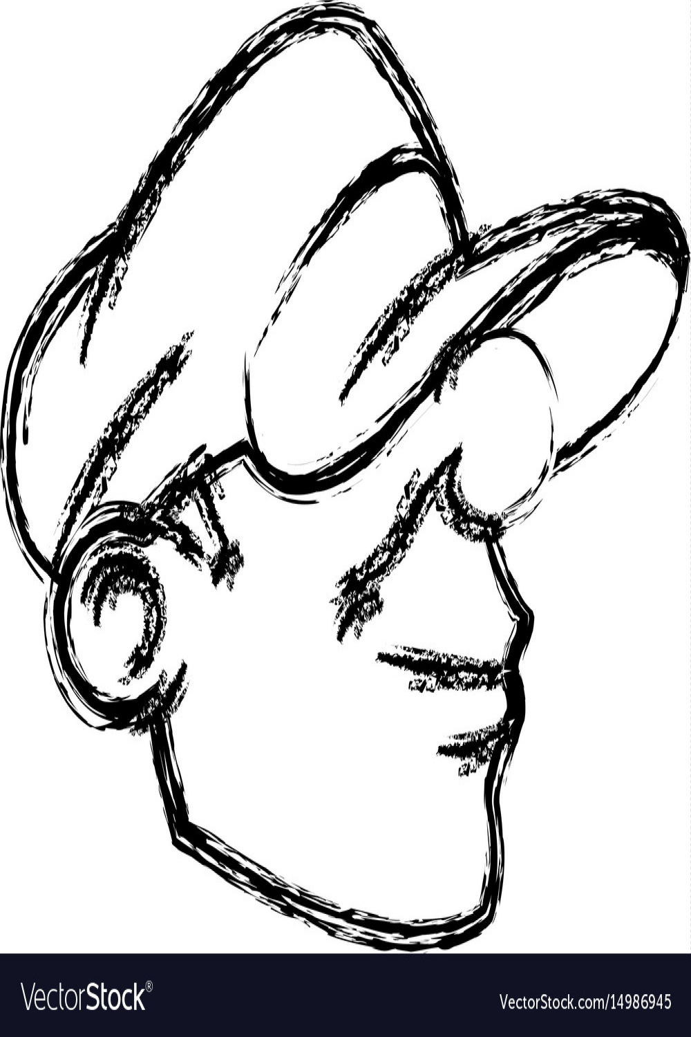 Cartoon young head guy graffiti sketch Royalty Free Vector