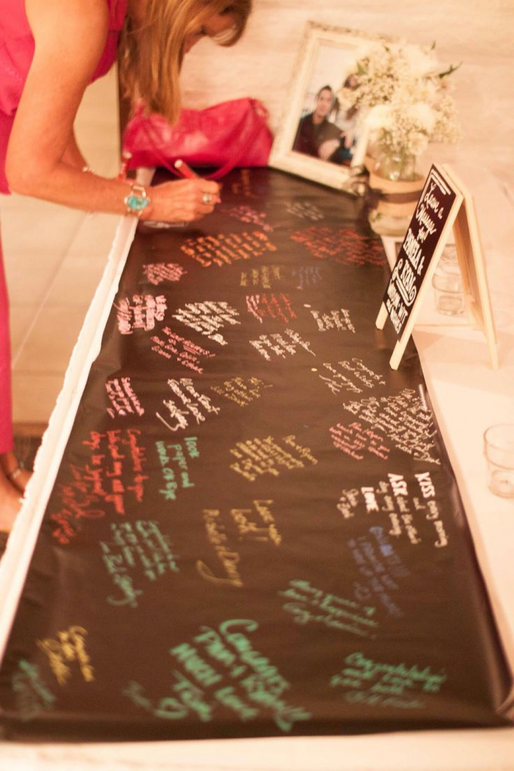 Chalkboard runner guest book "graffiti wall" made with contact