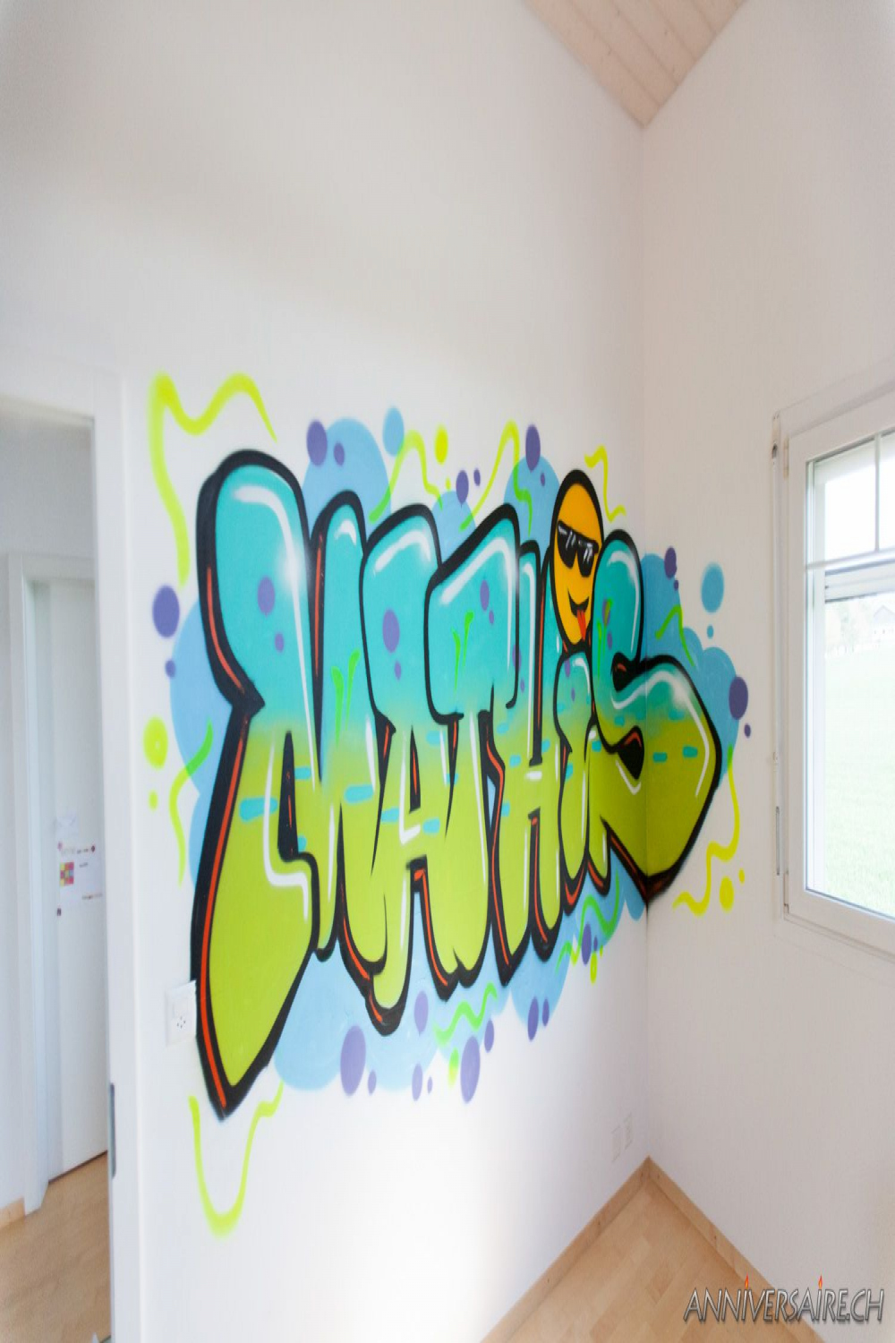 Chambre Déco Graffiti - Prénom en graff et Trompe l