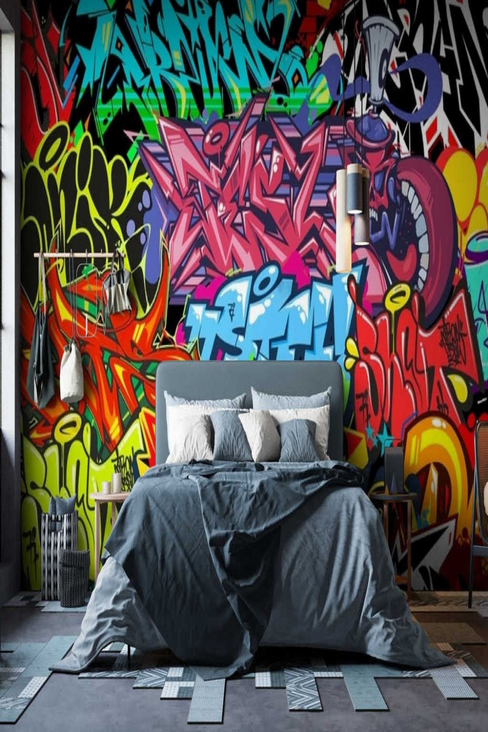 Colorful Mural Graffiti Wall paper Peel & Stick Street Art - Etsy