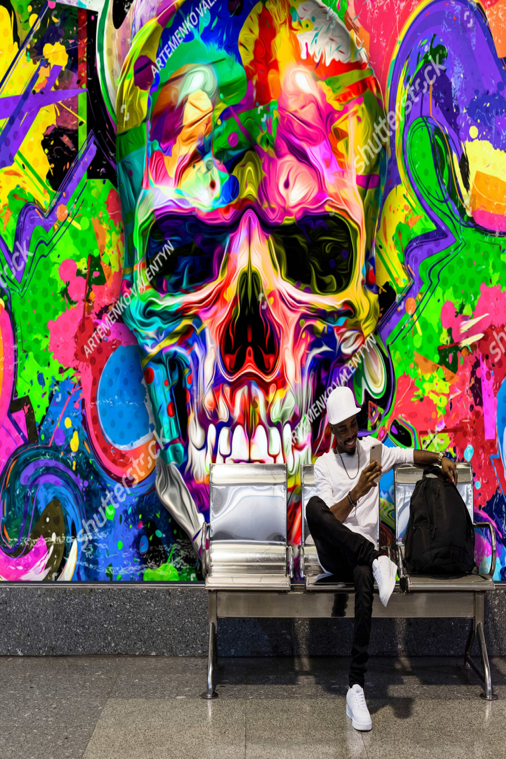 Colorful Scull Graffiti Art Wallpaper Peel Stick Mural Vinyl - Etsy