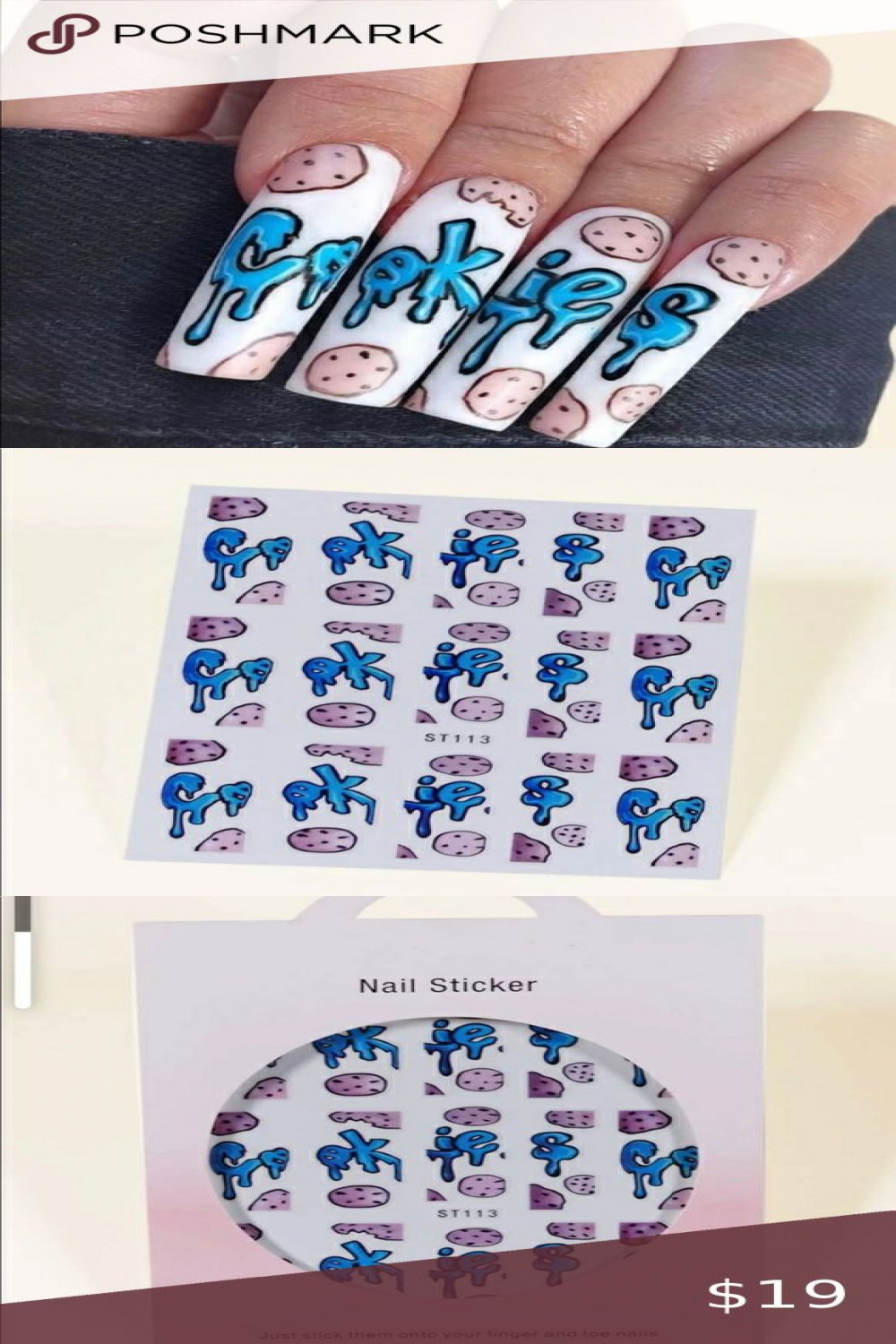 Cookies Press On Nail Decals  Nail art set, Graffiti nails