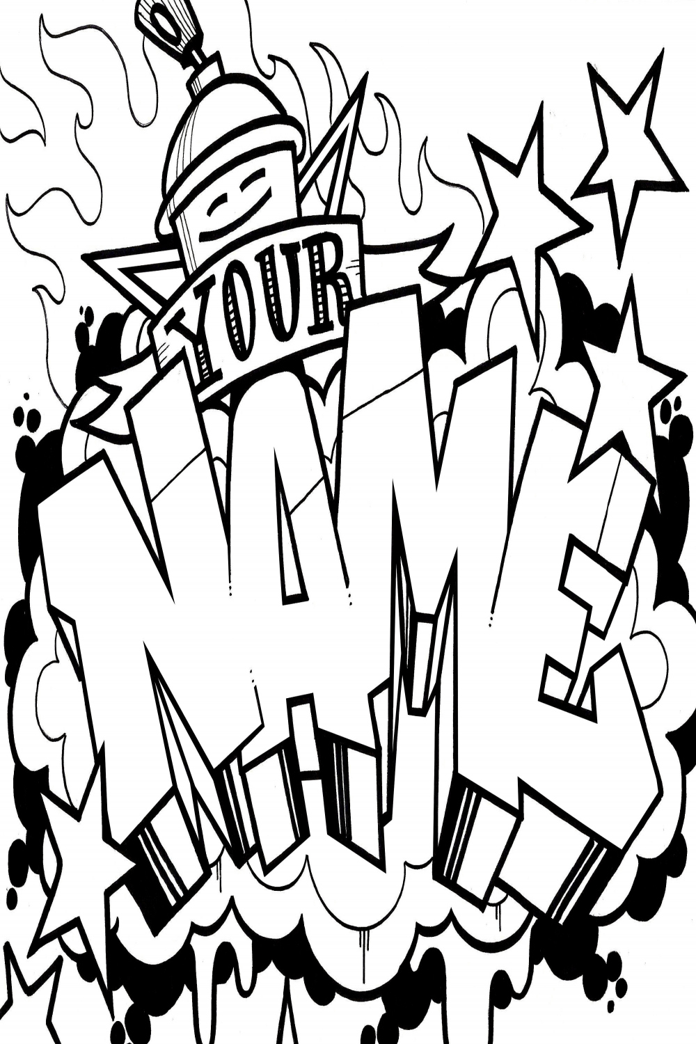 Custom Name in Graffiti Letters / Coloring Page / Digital - Etsy