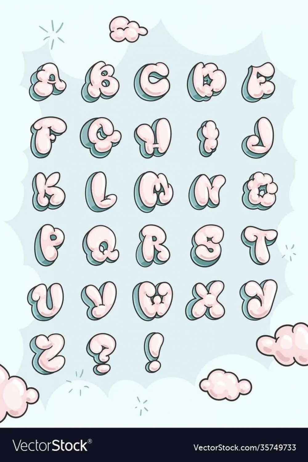 Cute bubble letter (◍•ڡ•◍)❤  Graffiti lettering fonts