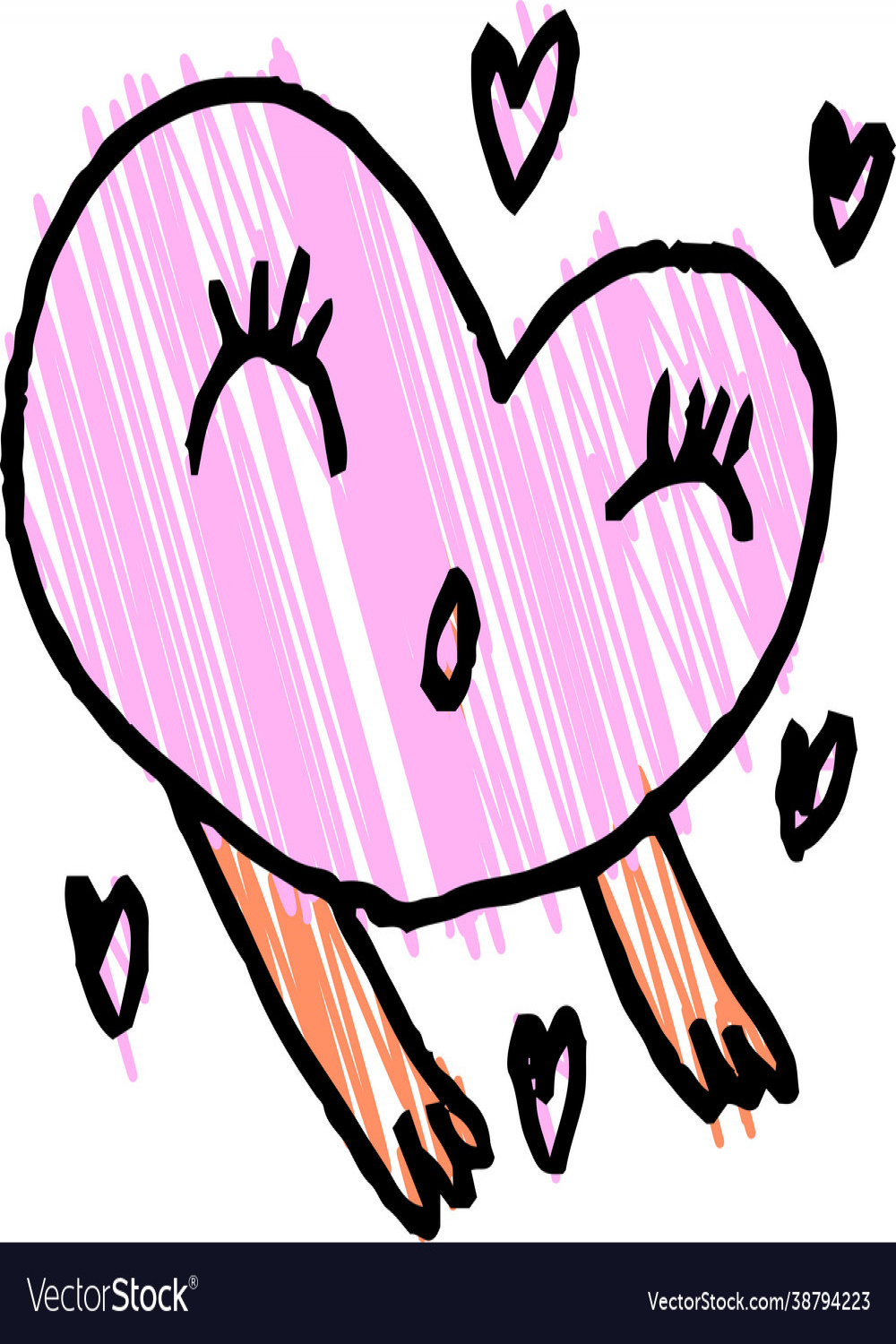 Cute cheerful heart human graffiti drawn Vector Image