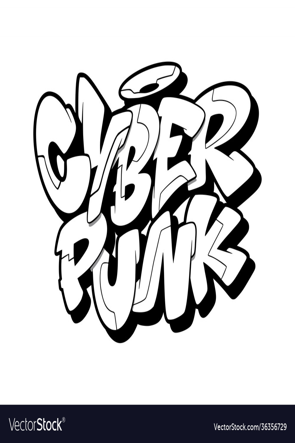 Cyberpunk font in graffiti style Royalty Free Vector Image