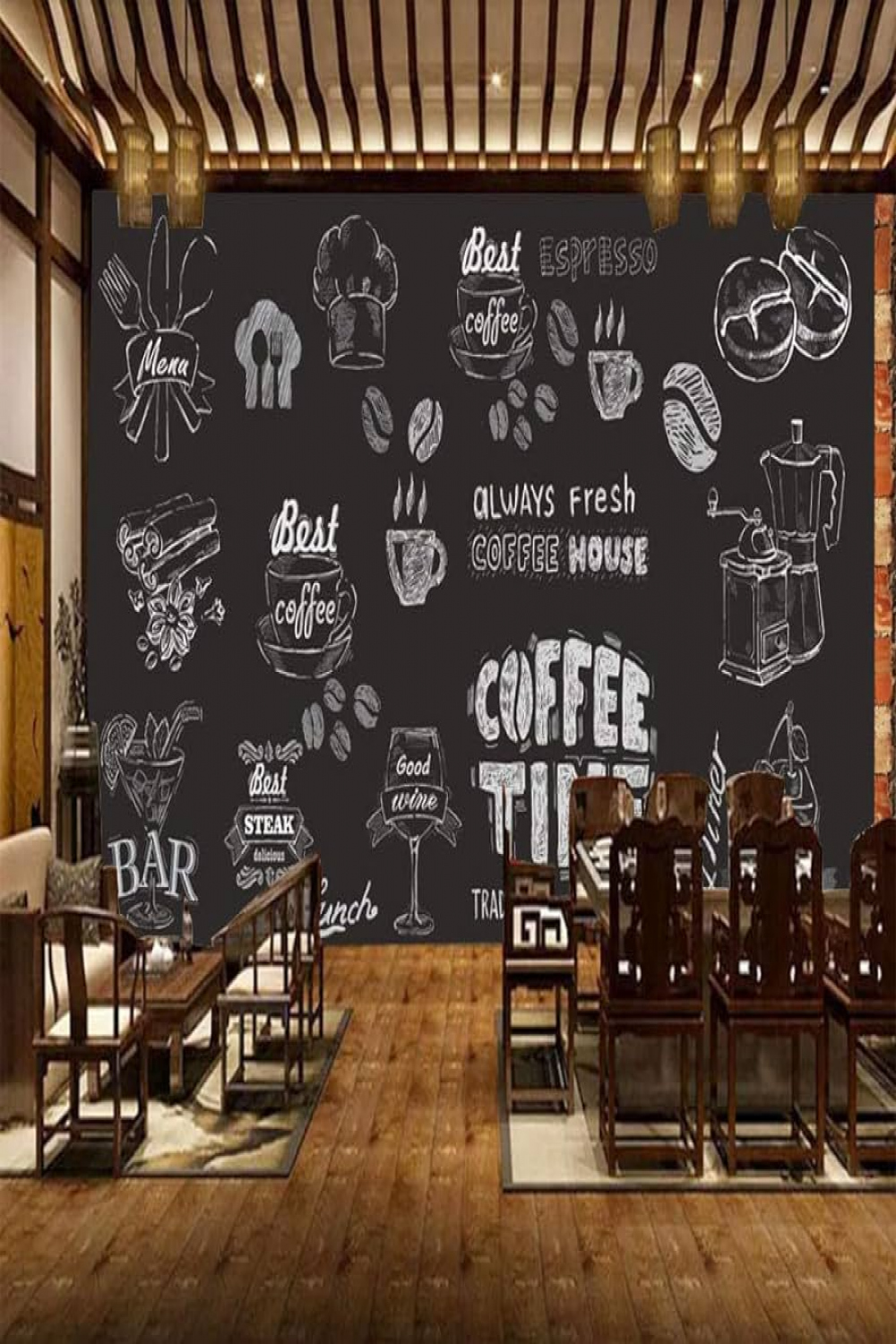 D Black and White Graffiti Wallpaper Cake Milk Tea Coffee Shop Leisure  Water Bar Mural Pizza Shop Western Restaurant Wallpaper