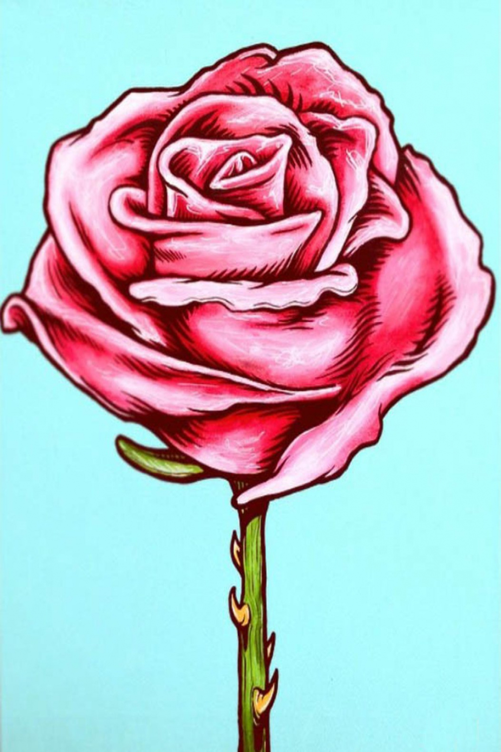 D Graphic Graffiti Style Rose Flower Illustration - Illustration