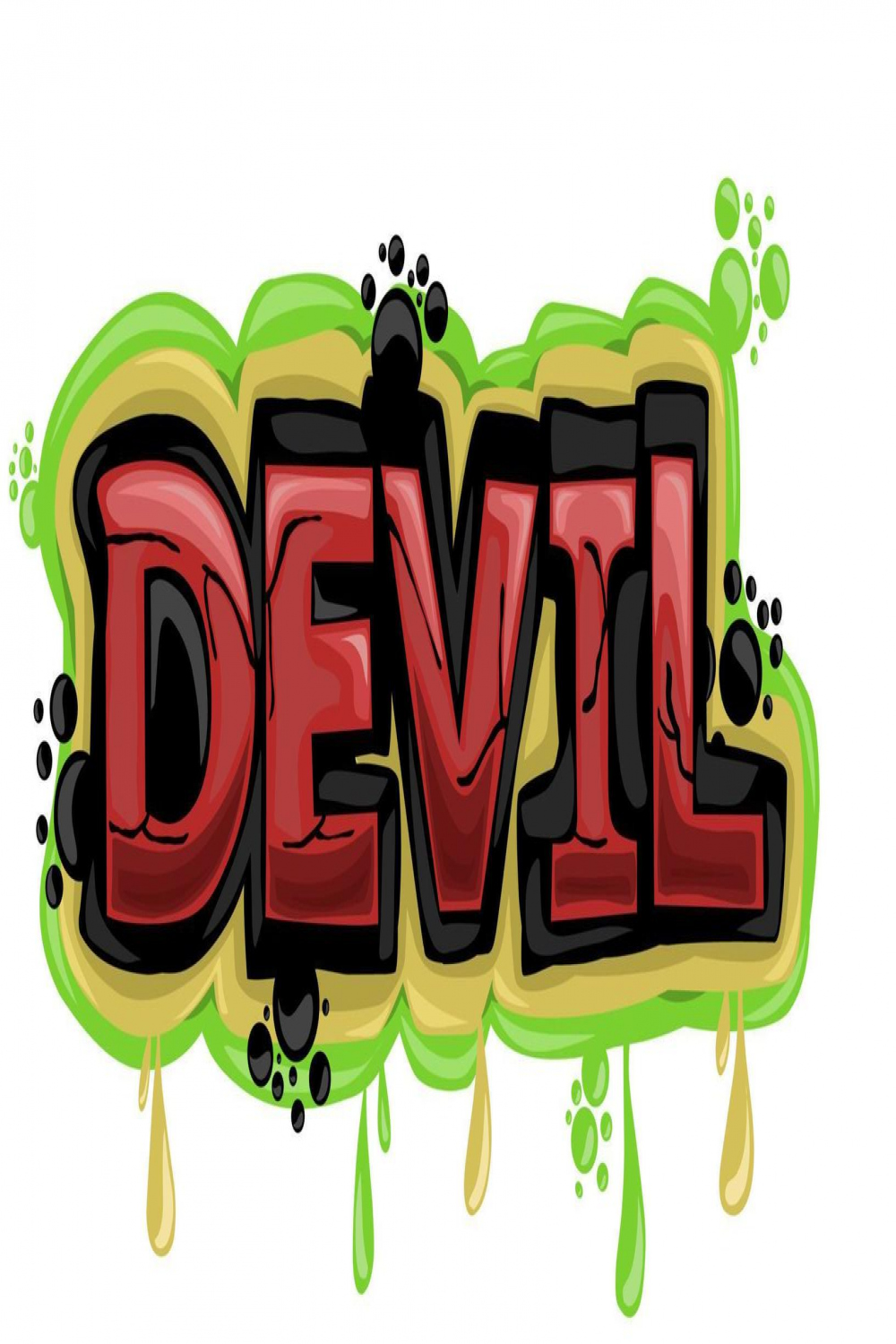 DEVIL writing graffiti design on a white background  Vector