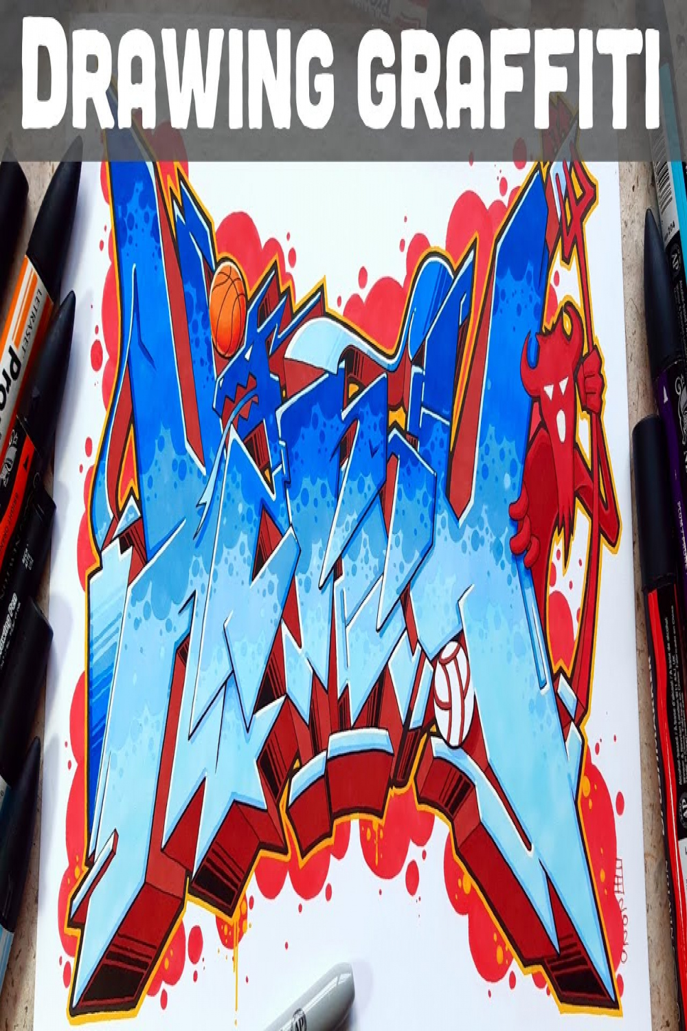 Drawing graffiti with markers # // Graffiti Art tutorial // Promarker  drawing