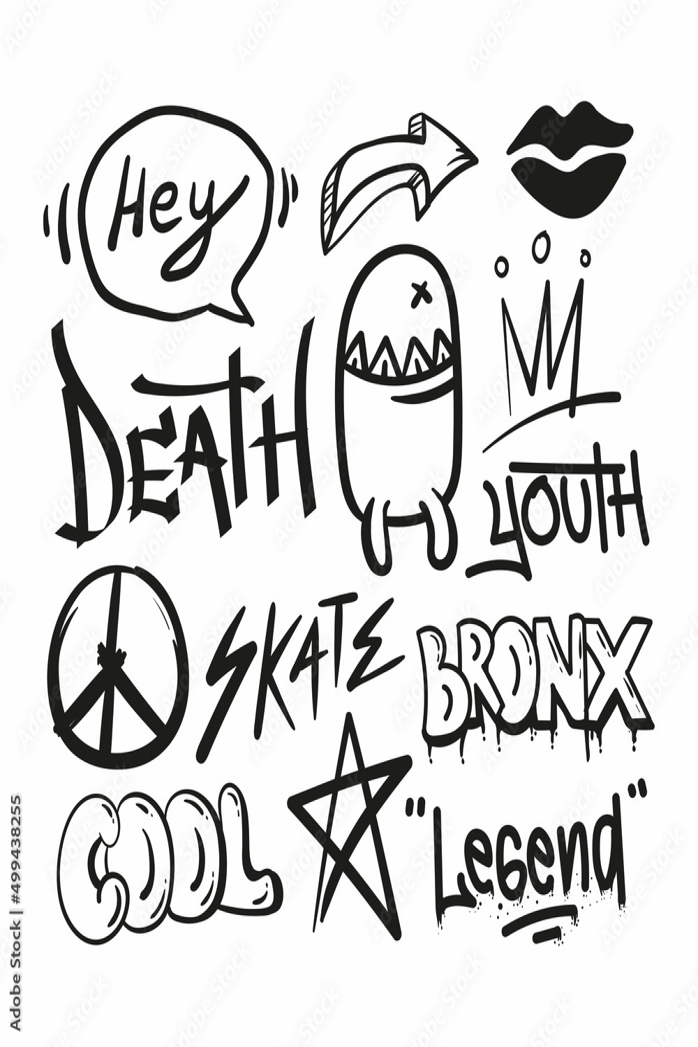 Element of urban street art and black graffiti text, tags vector