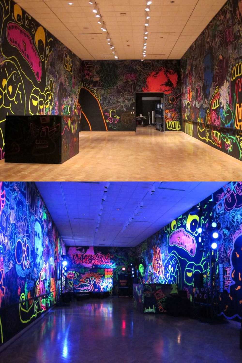 Glow in the dark graffiti  Space themed room, Blacklight party