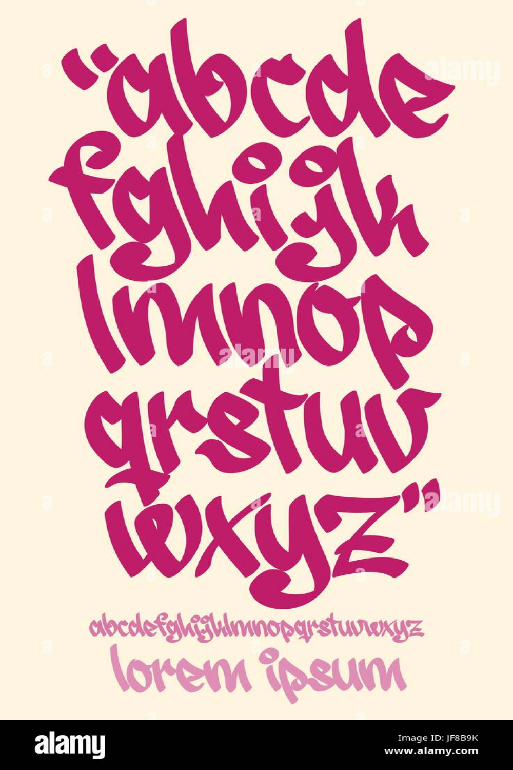 Graffiti alphabet - Handwritten - Vector lowercase font Stock