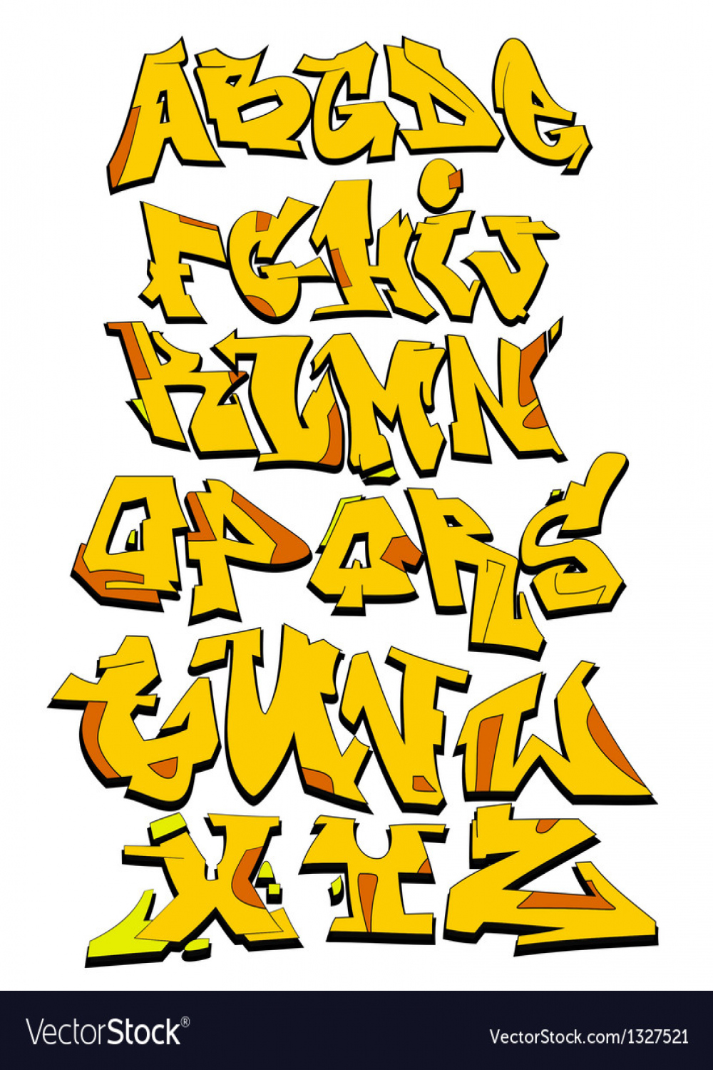 Graffiti alphabet urban font Royalty Free Vector Image