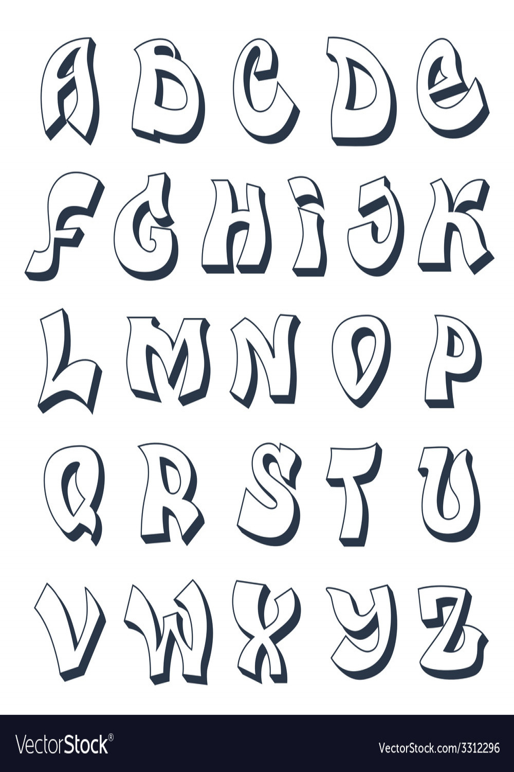 Graffiti alphabet white Royalty Free Vector Image