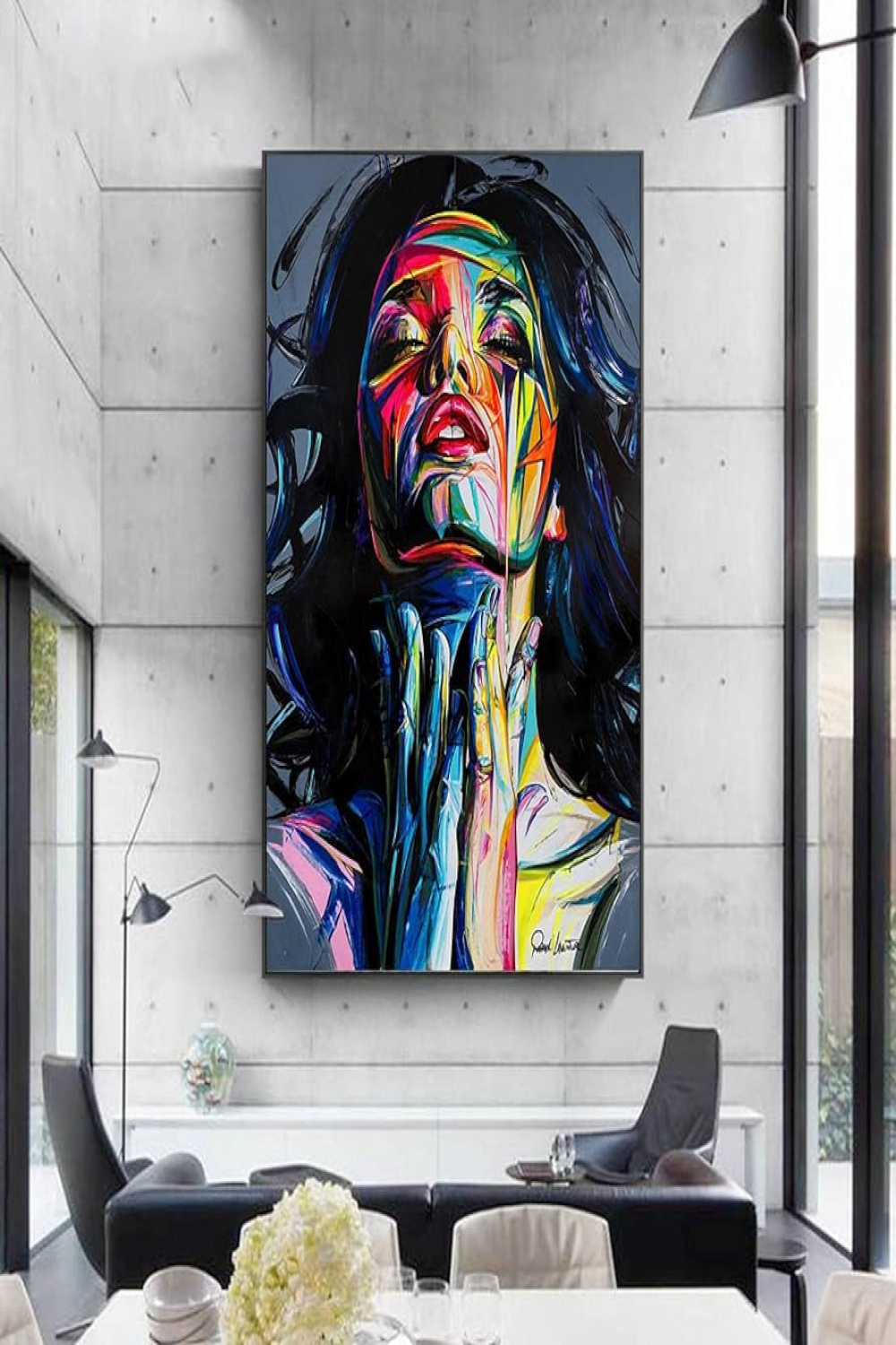 Graffiti Art Bunte Frau Leinwand Malerei Plakate und Drucke an der Wand  Kunst Porträt Bild für Wohnzimmer Home Decor xcm ( "x") Ungerahmt