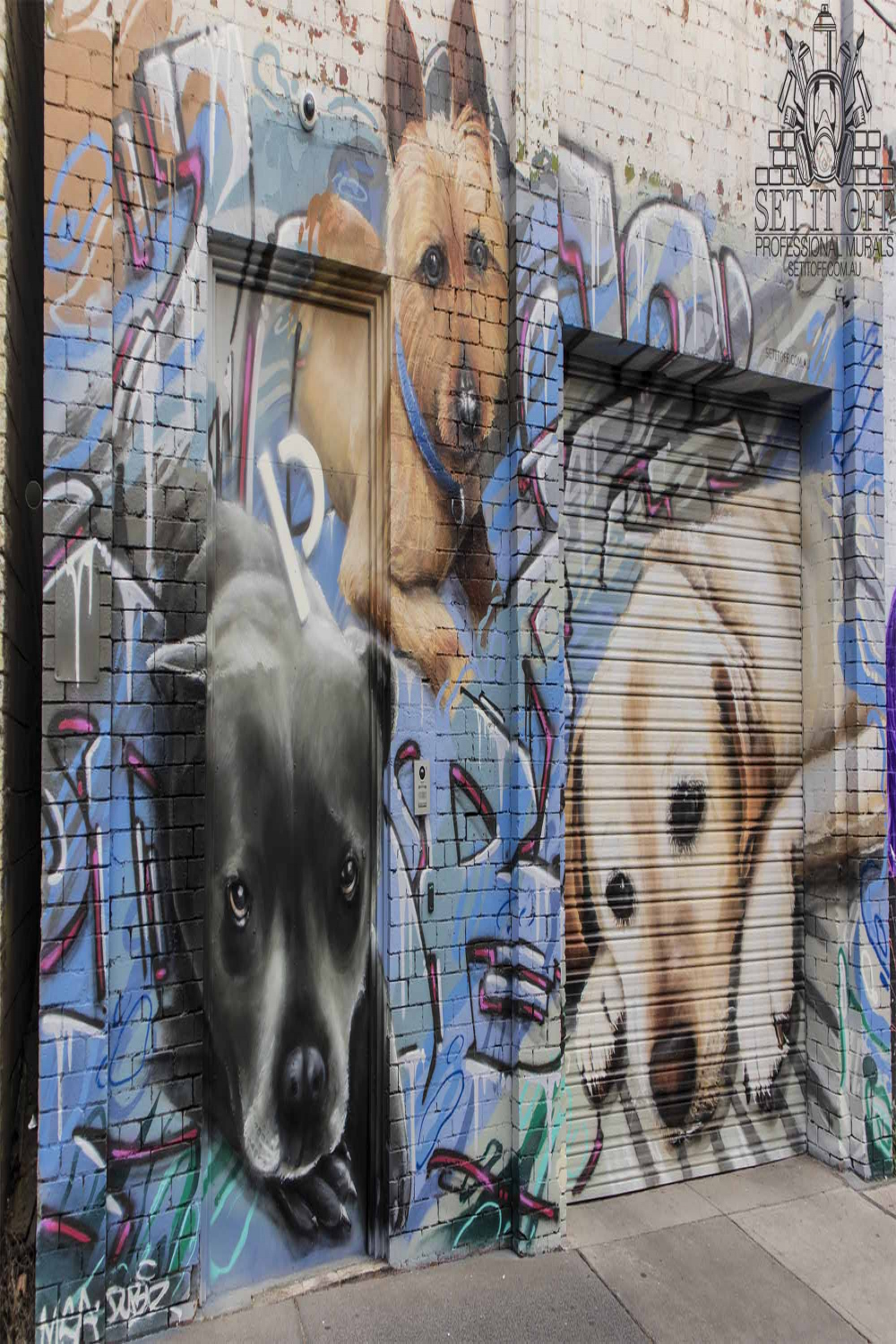 Graffiti Artist Melbourne dog-portrait-wall-mural- - Street