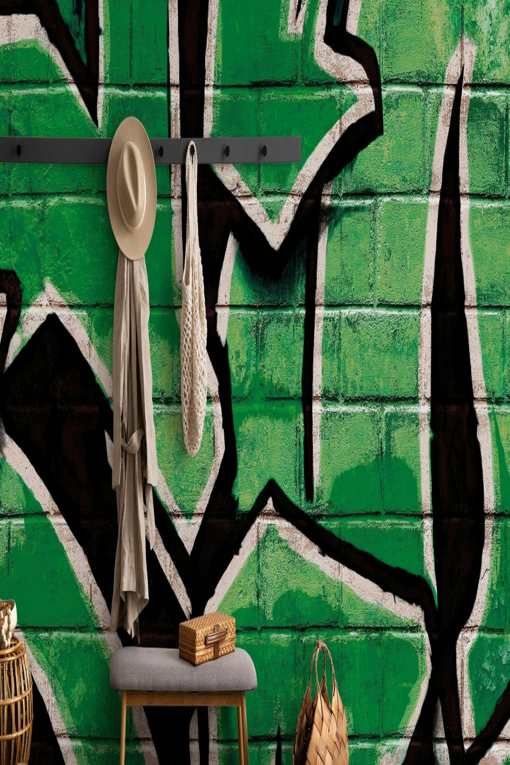 Graffiti Brick Wall - Green