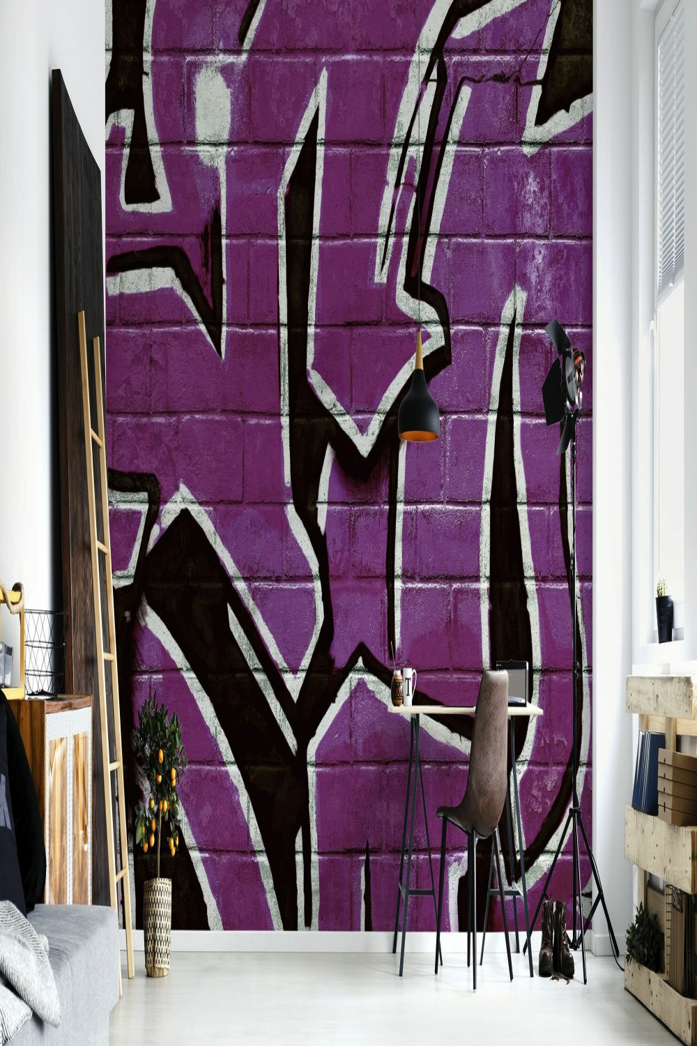 Graffiti Brick Wall - Purple