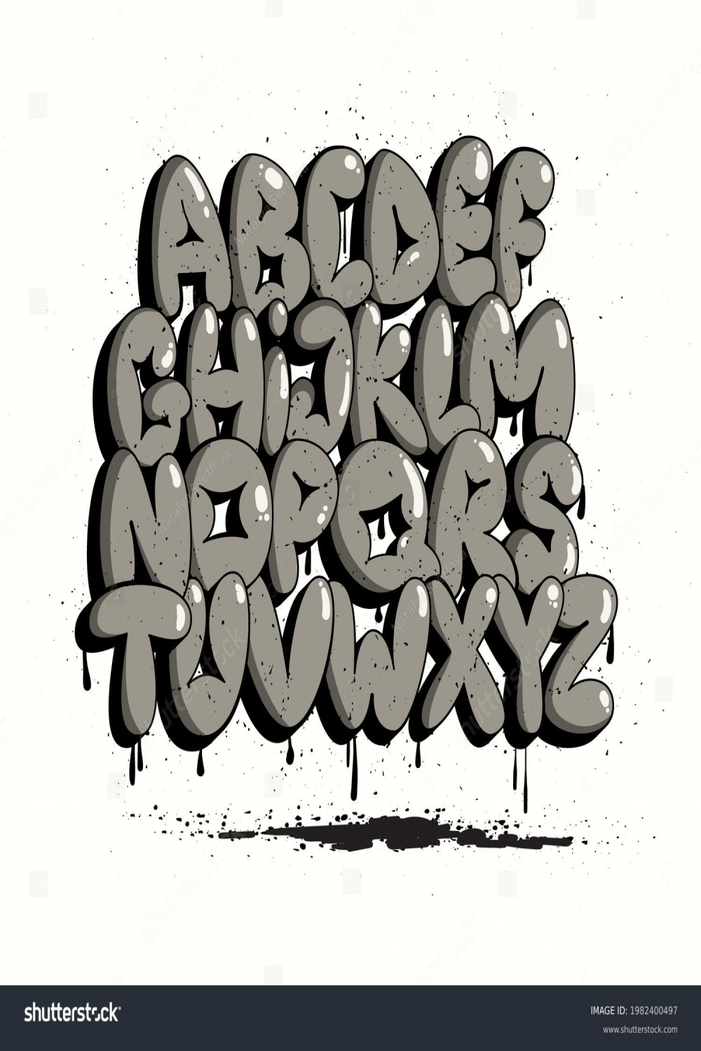 Graffiti Bubble Alphabet. Blasen-Buchstaben