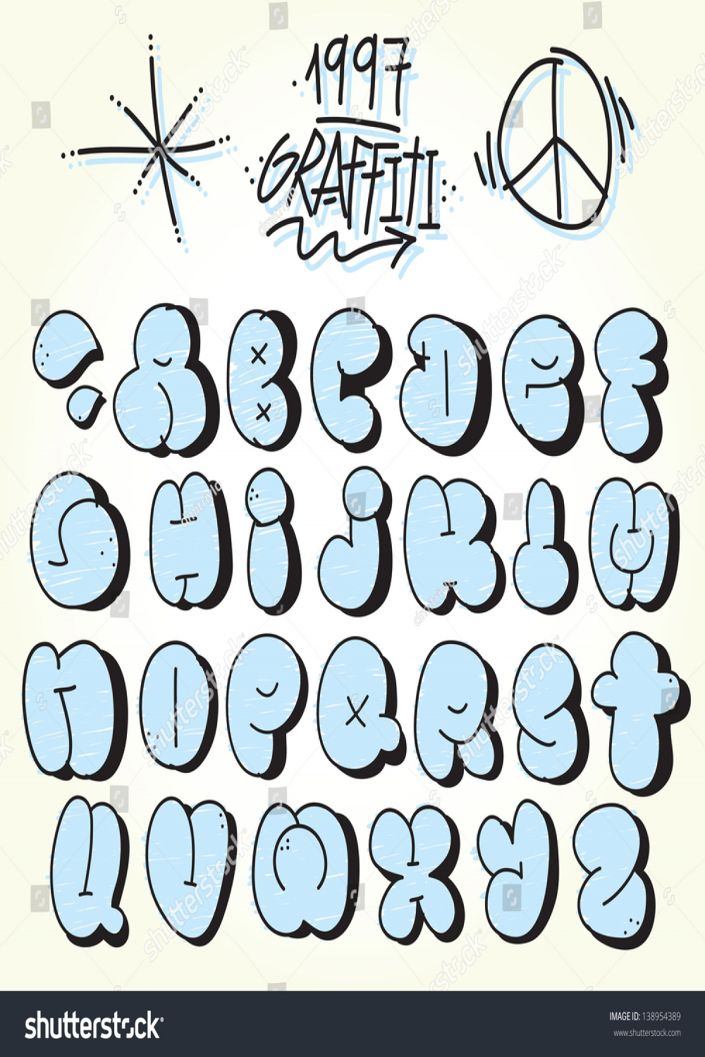 Graffiti Bubble Alphabet Vector Set: Stock-Vektorgrafik