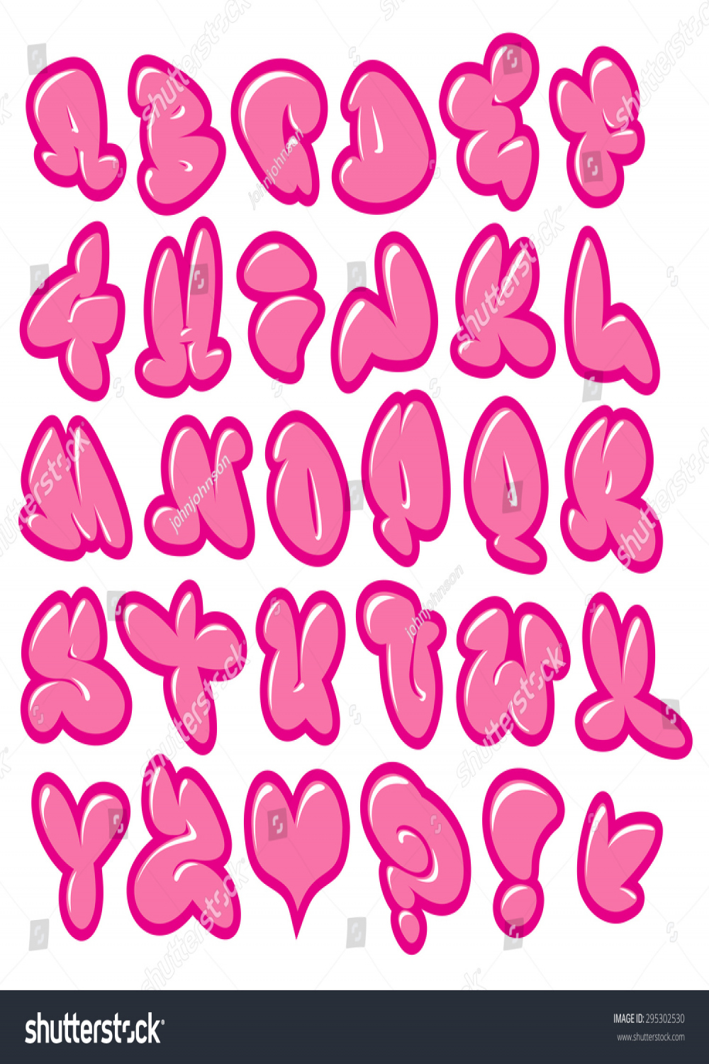 Graffiti Bubble Gum Pink Vector Fonts: Stock-Vektorgrafik