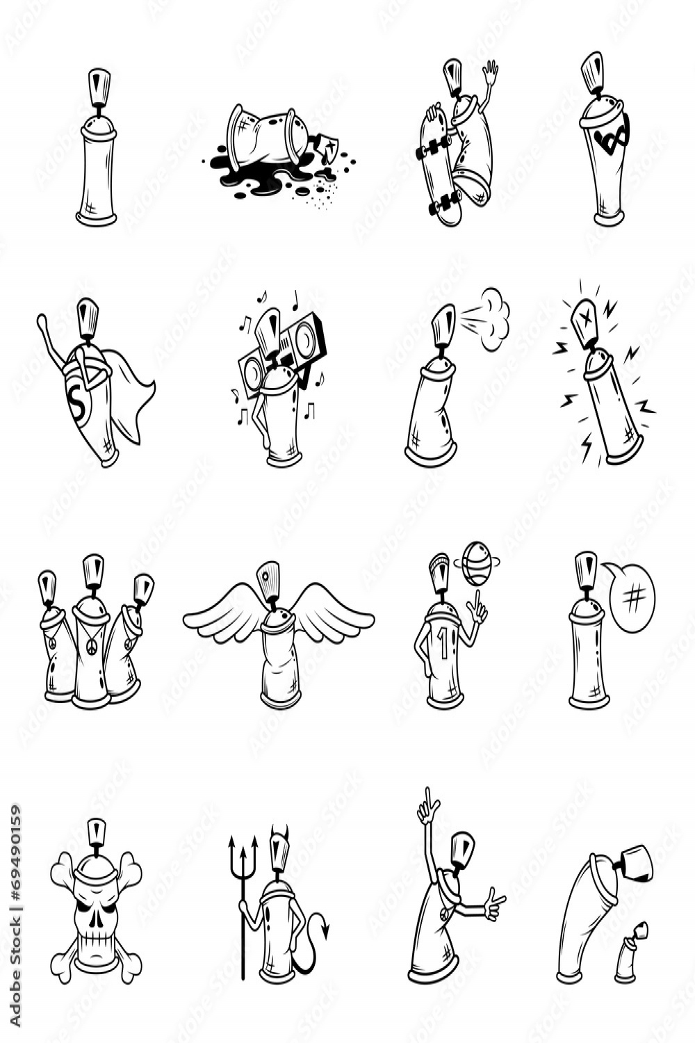 Graffiti characters icons set Stock-Illustration  Adobe Stock