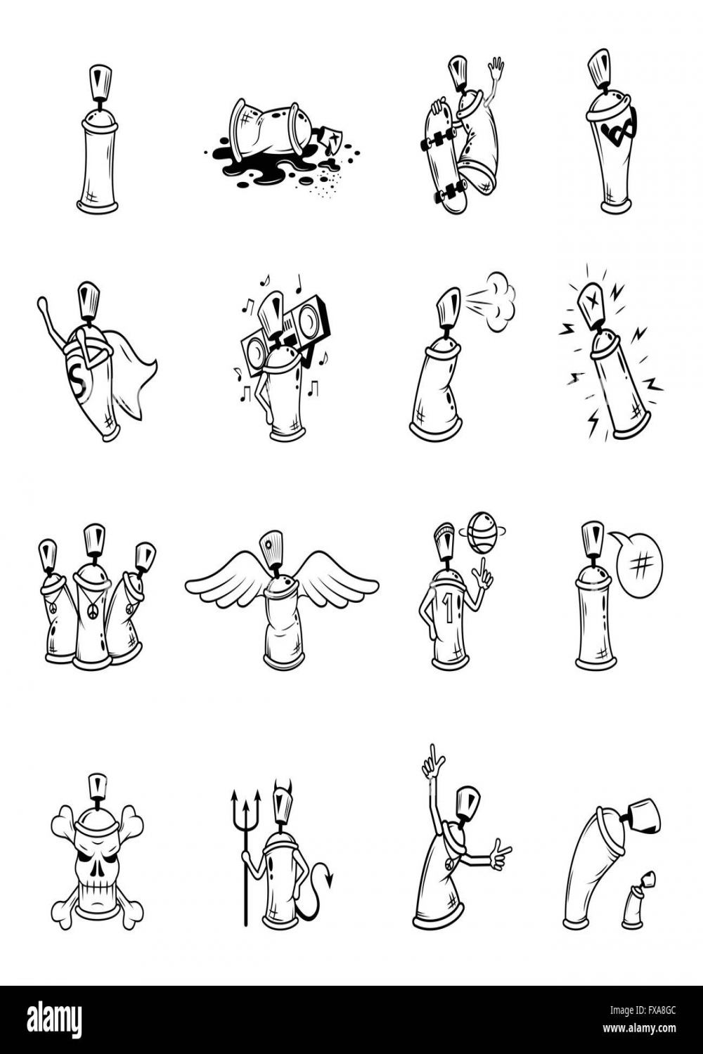 Graffiti characters icons set Stock Vector Image & Art - Alamy