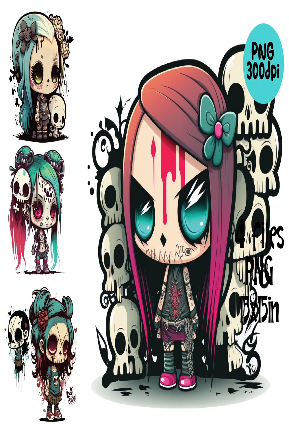 Graffiti Clipart Girl Skull Character Street Art PNG - Etsy