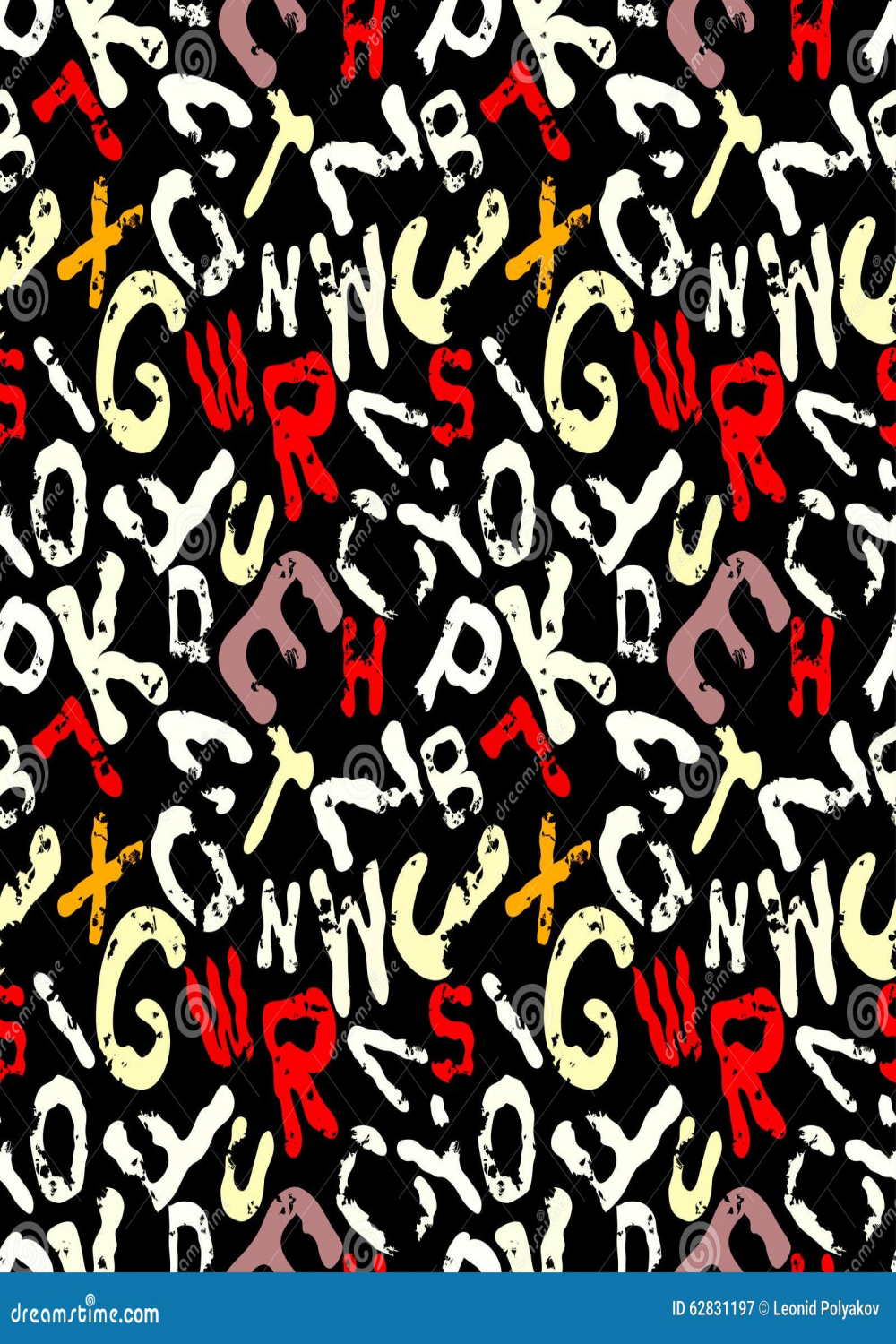 Graffiti Colored Letters on a Black Background Grunge Texture