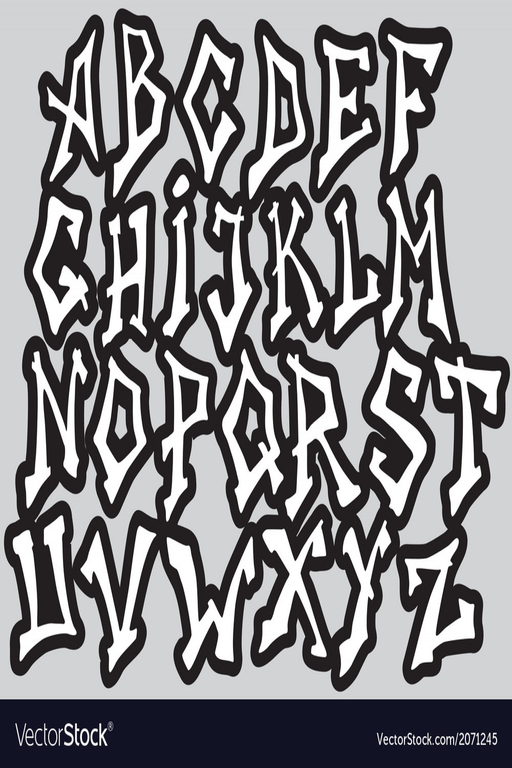 Graffiti font alphabet different letters Vector Image