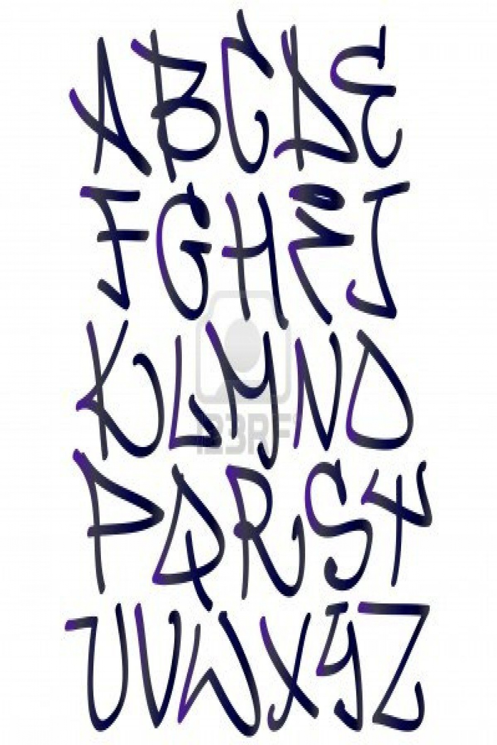 Graffiti font alphabet letters