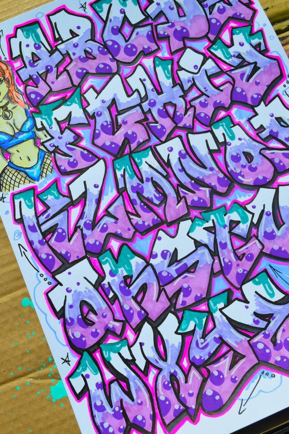 Graffiti Font Alphabet Pink and Purple Urban Funky Text - Etsy