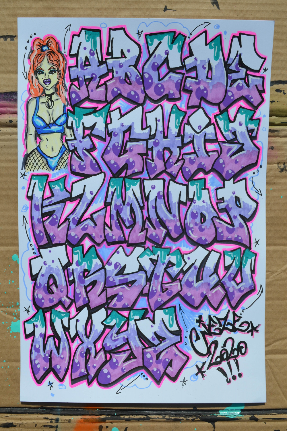 Graffiti Font Alphabet Pink and Purple Urban Funky Text - Etsy