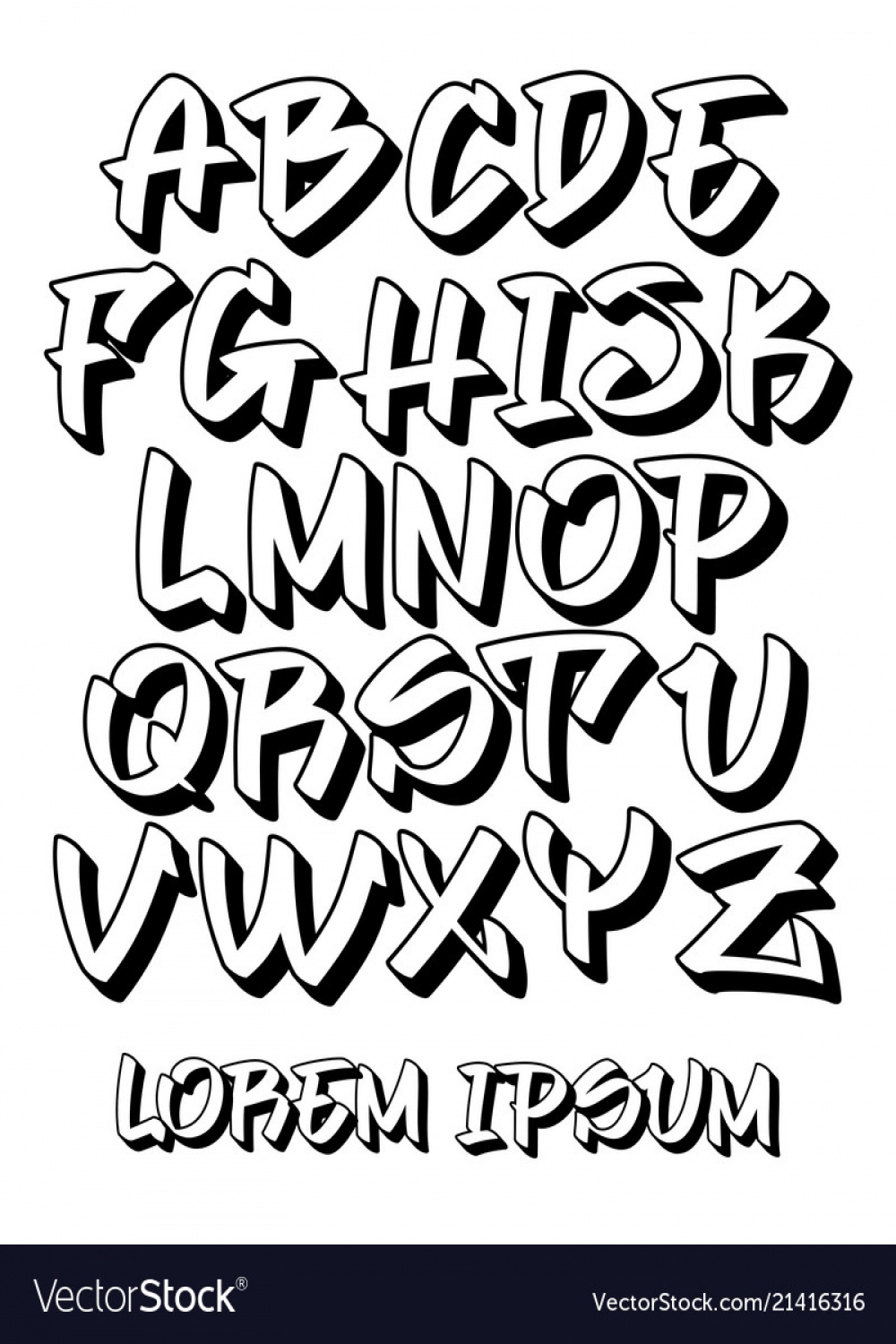 Graffiti font d - hand written alphabet Vector Image