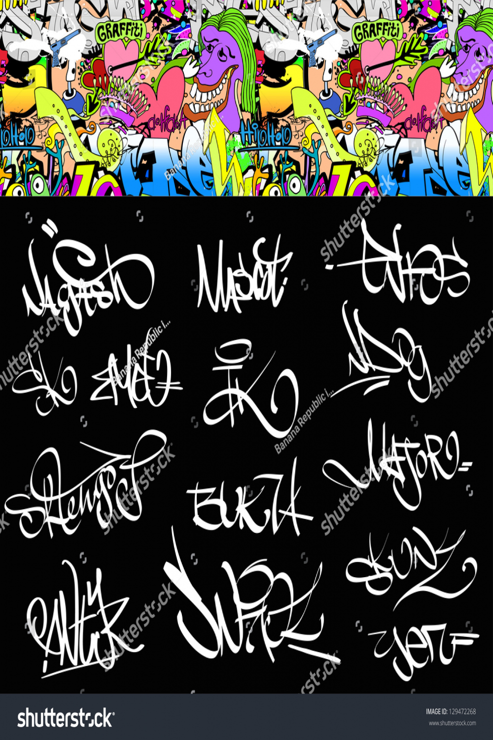 Graffiti Font Tags urbane Illustration Set