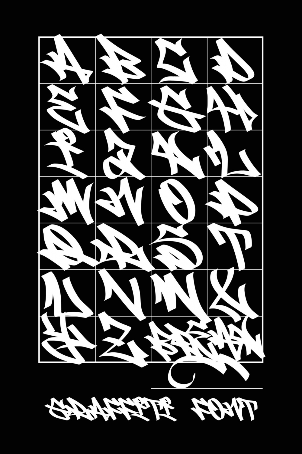 Graffiti font type calligraphy alphabet  Vector Art at