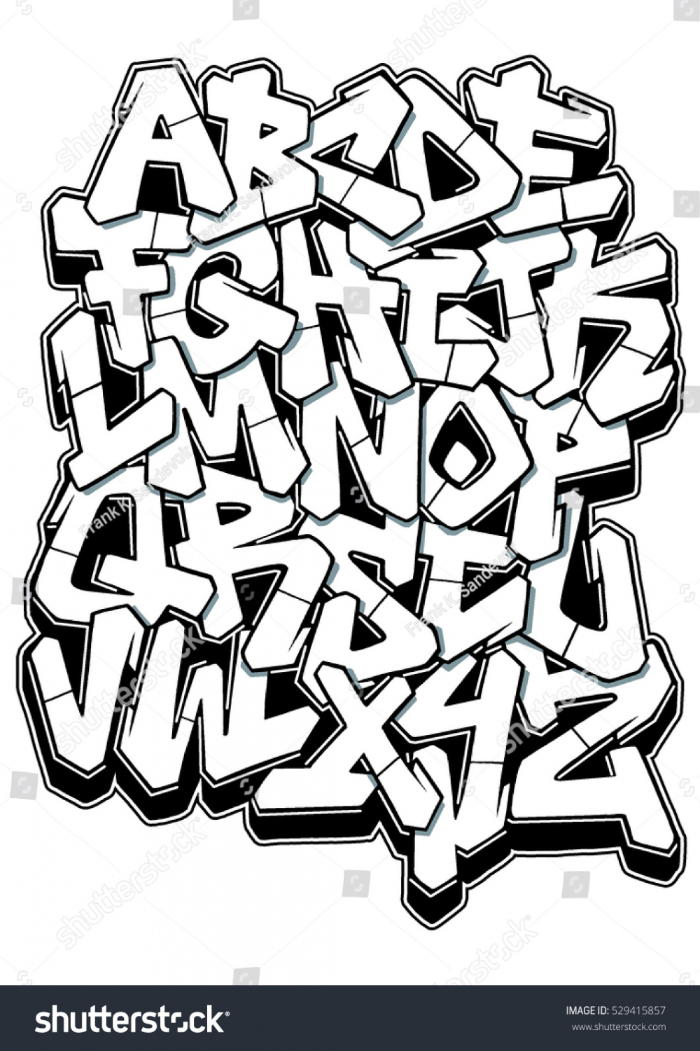 Graffiti Letters Sketch Alphabet : Stockillustration